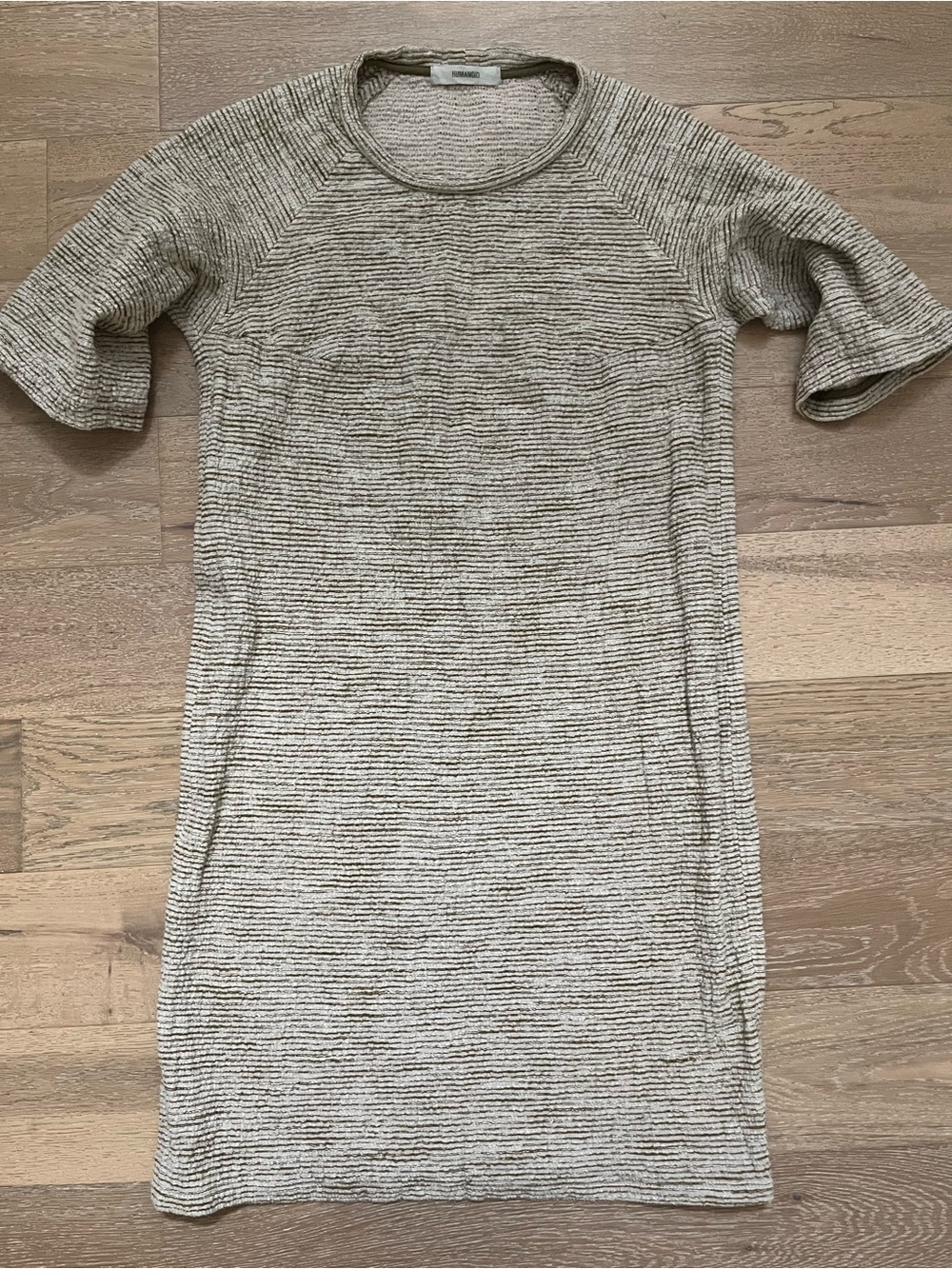 Humanoid Textured Beige Knit T-Shirt Dress